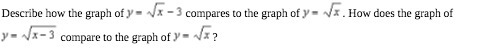 Describe how the graph of y' = Vx -3