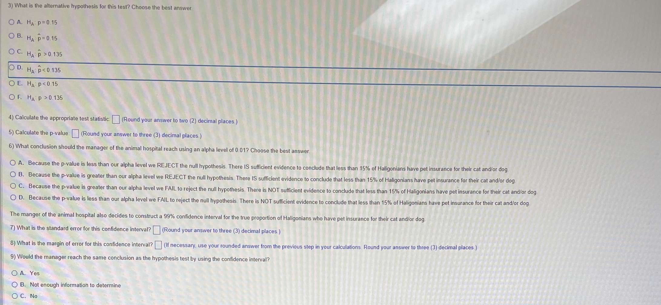 3) What is the alternative hypothesis for this