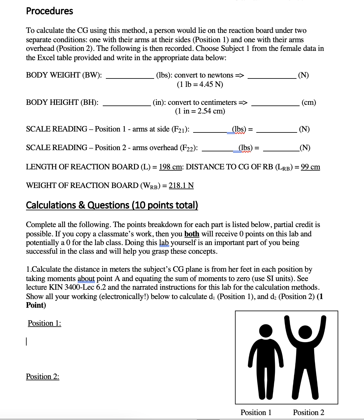 Procedures To calculate the CG using this method,