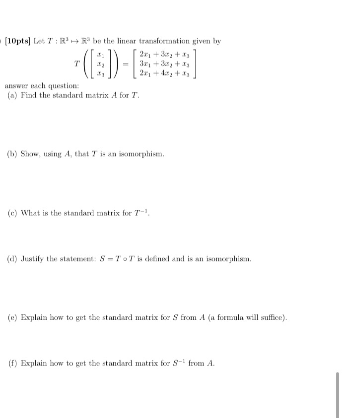 I need help for this question please. [10pts] Let