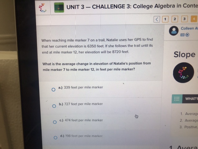UNIT 3 - CHALLENGE 3: College Algebra in Conte <