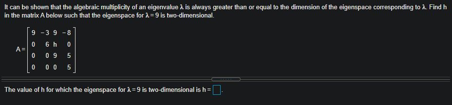 It can be shown that the algebraic multiplicity