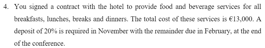 4. You signed a contract with the hotel to