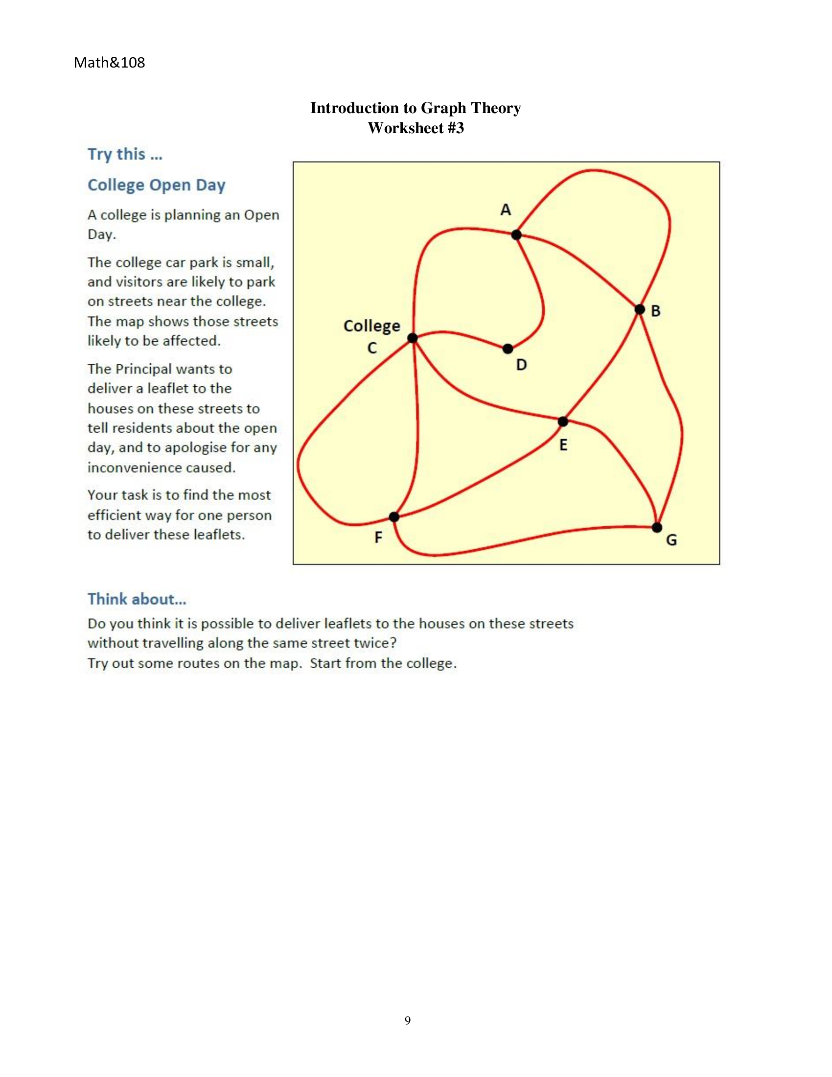 Math&108 Introduction to Graph Theory Worksheet