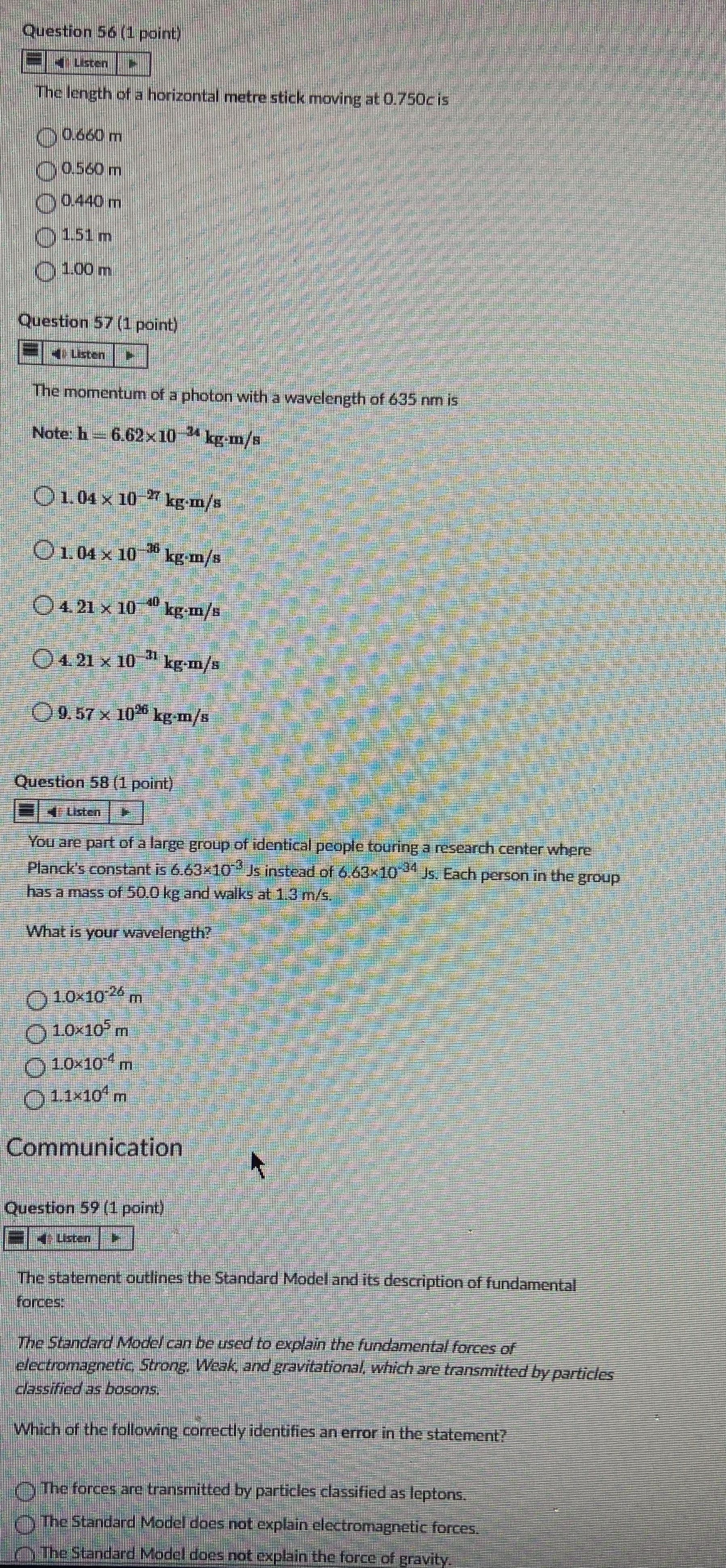 Question 56 (1 point) The length of a horizontal