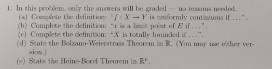 please answer #1 (a) - (e) 1. In this problem,