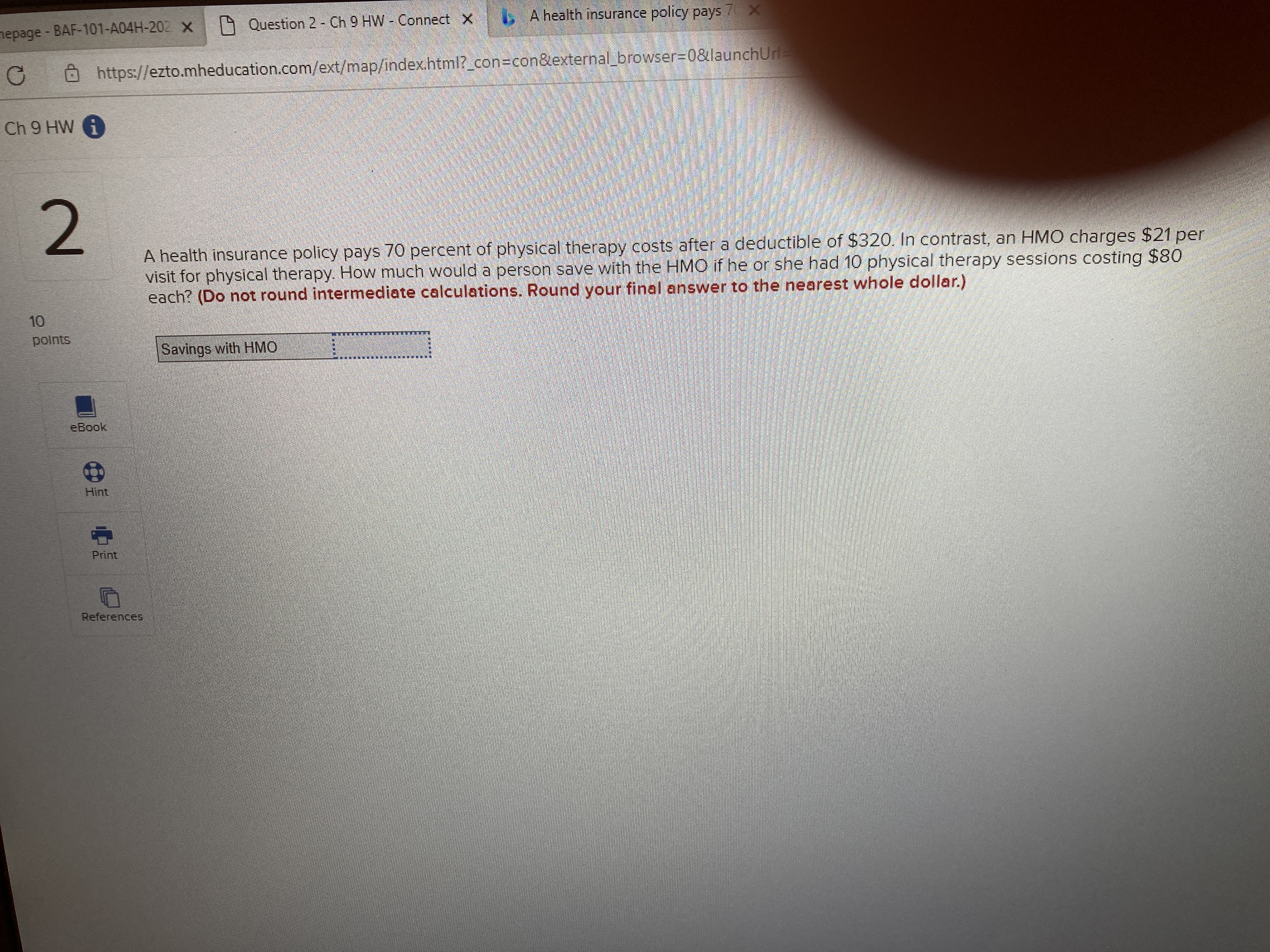 lepage - BAF-101-A04H-202 x Question 2 - Ch 9 HW