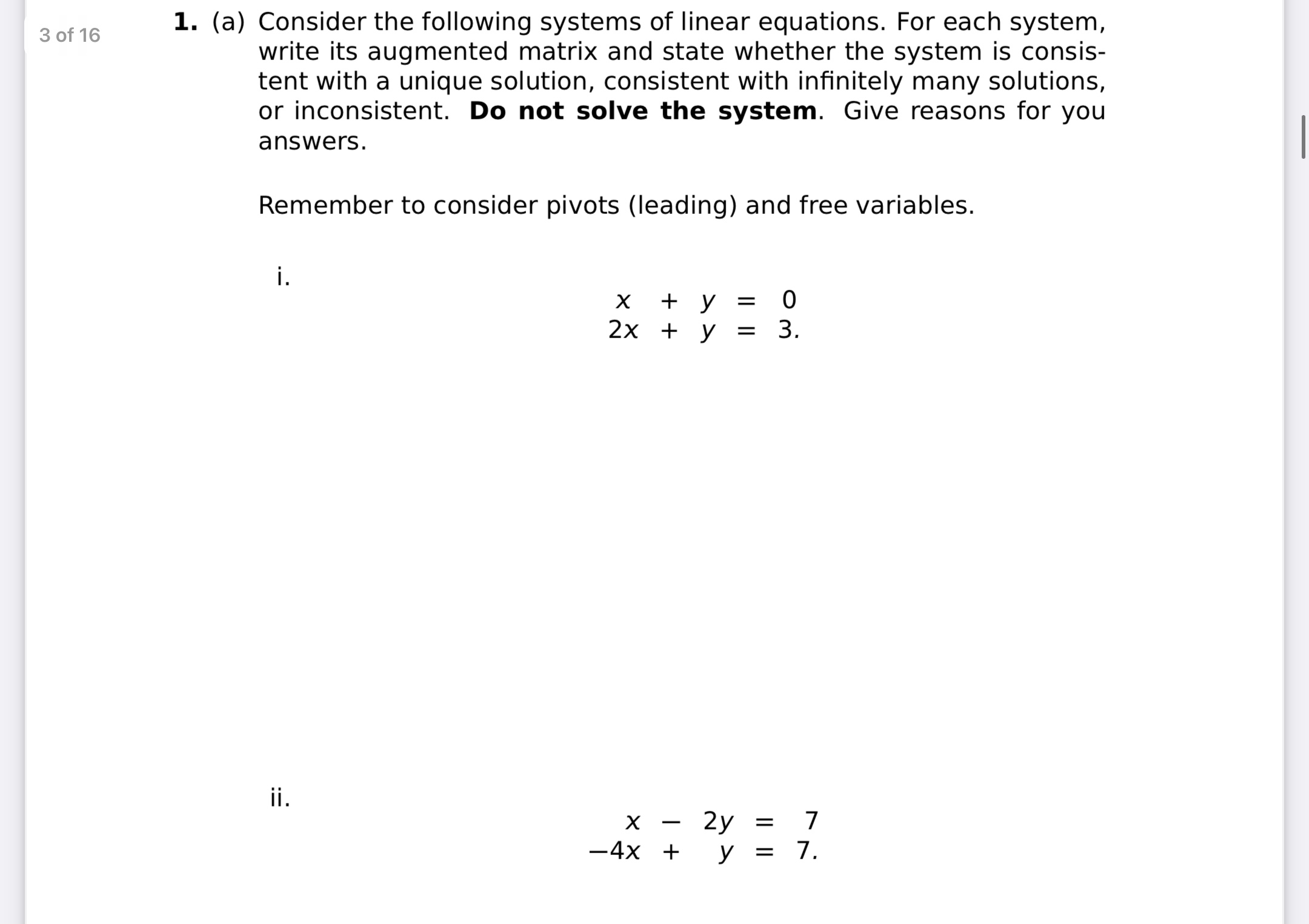 Questions: 30f16 1. (a) Consider the following