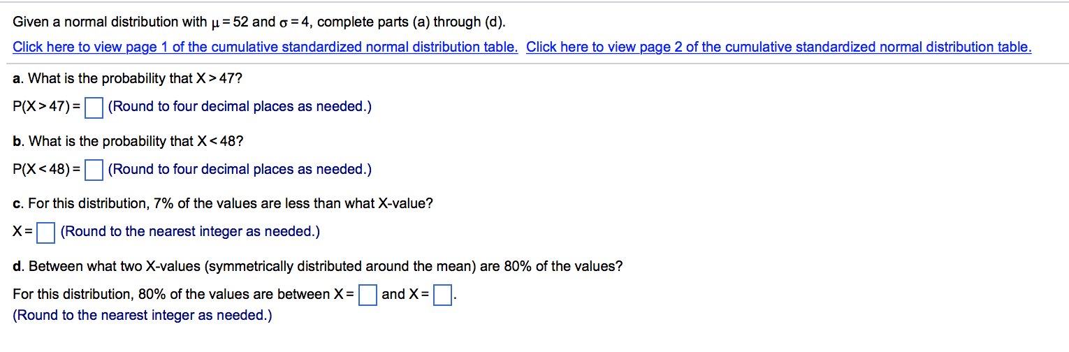 Given a normal distribution w.. etc complete