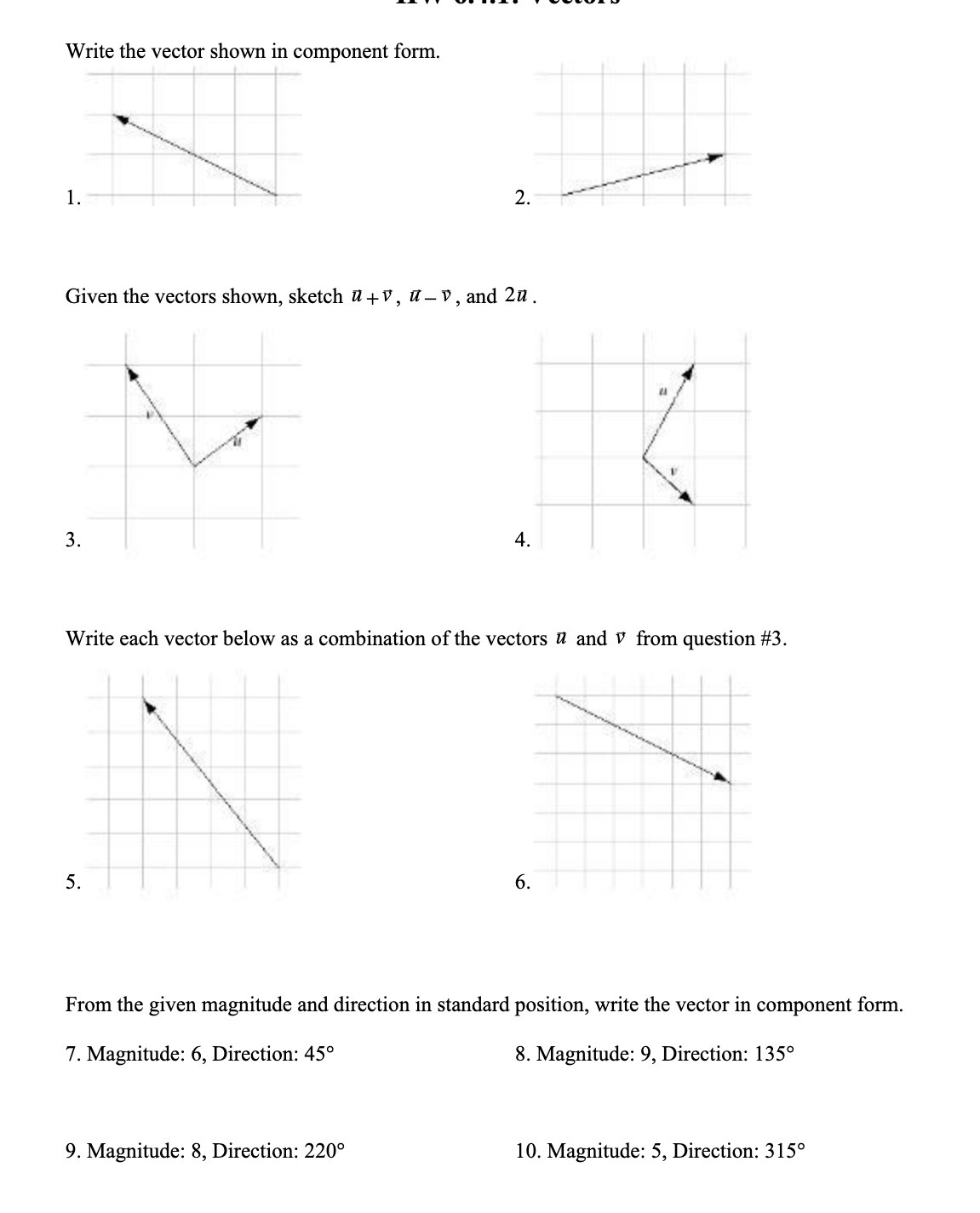 Write the vector shown in component form. 2.