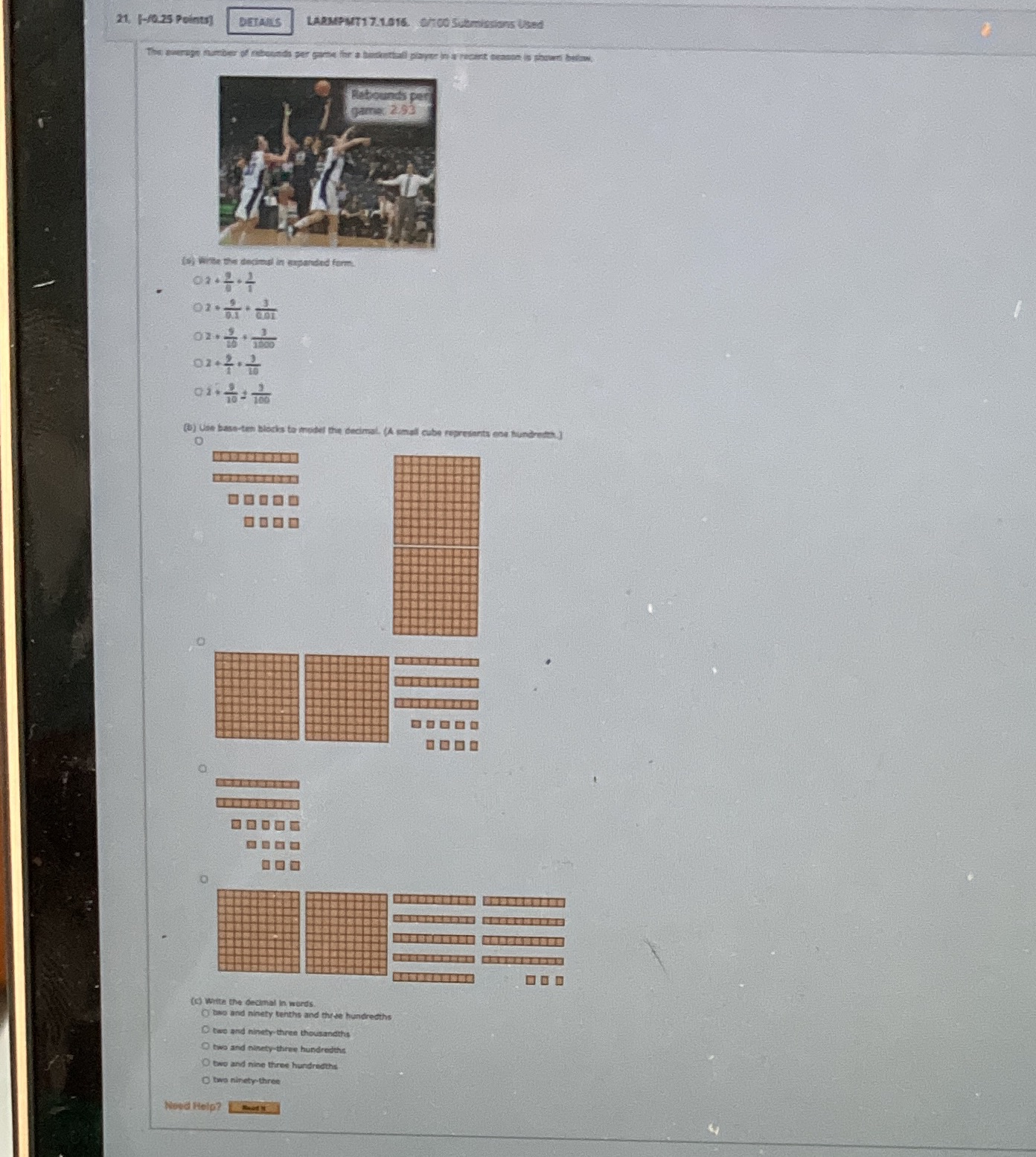 21, 1-70.25 Points] DETAILS LARMPMT17.1016. 0/100