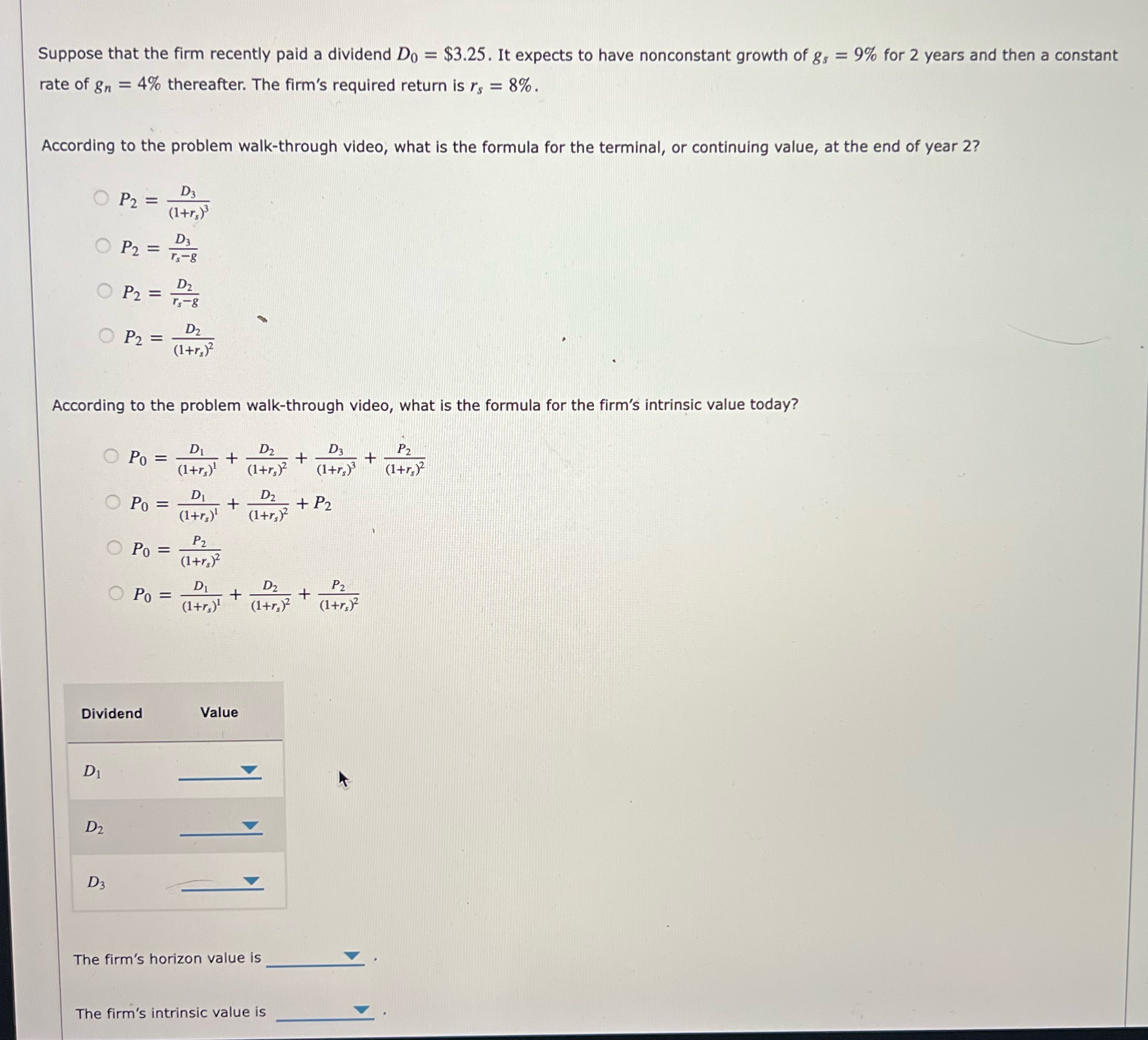 Please fill out Suppose that the firm recently