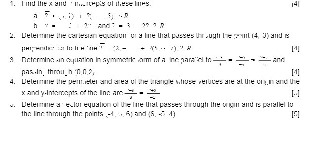 1. Find the x and ' immercepts of these