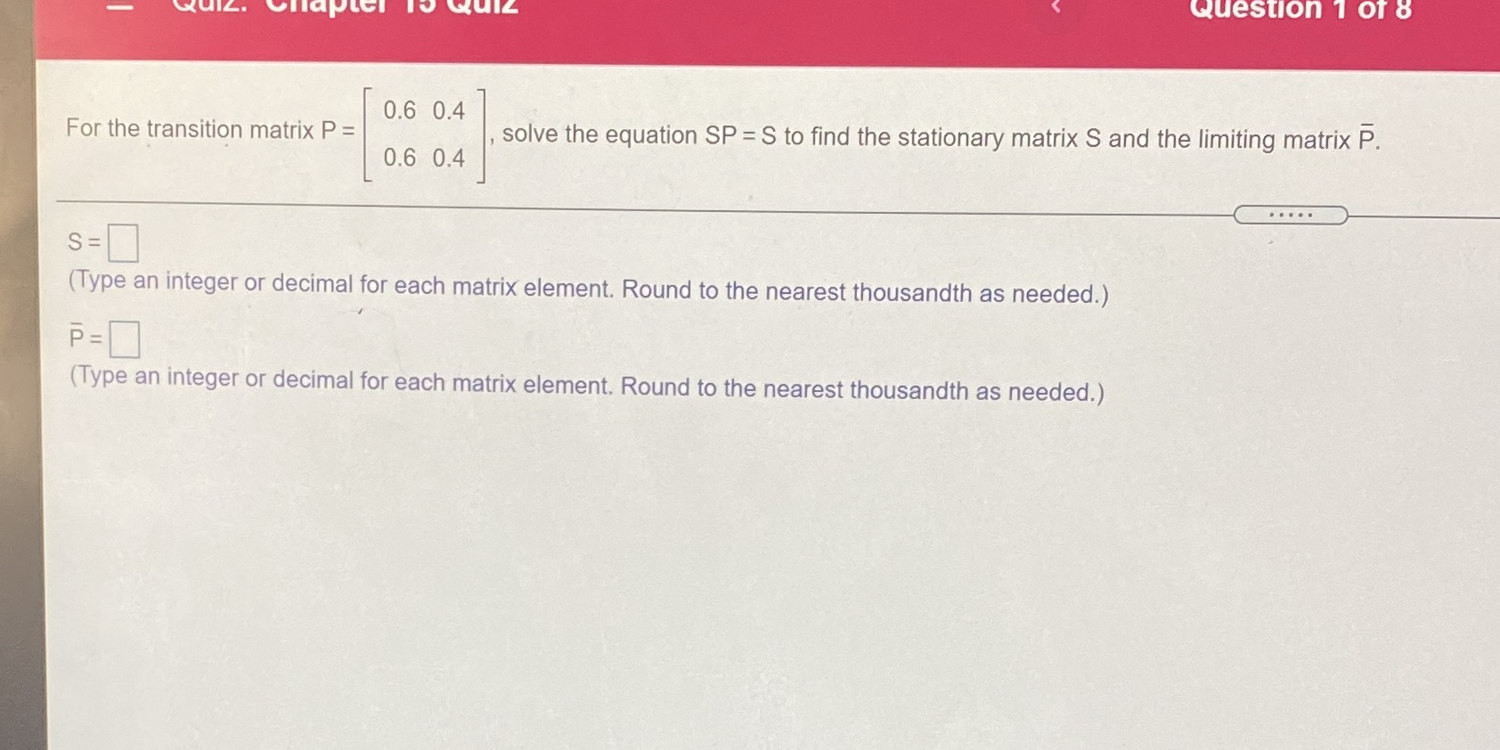 L. ACT TO Quiz Question 1 Of 8 0.6 0.4 For the
