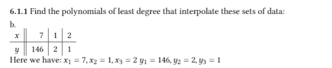 6.1.1 Find the polynomials of least degree that