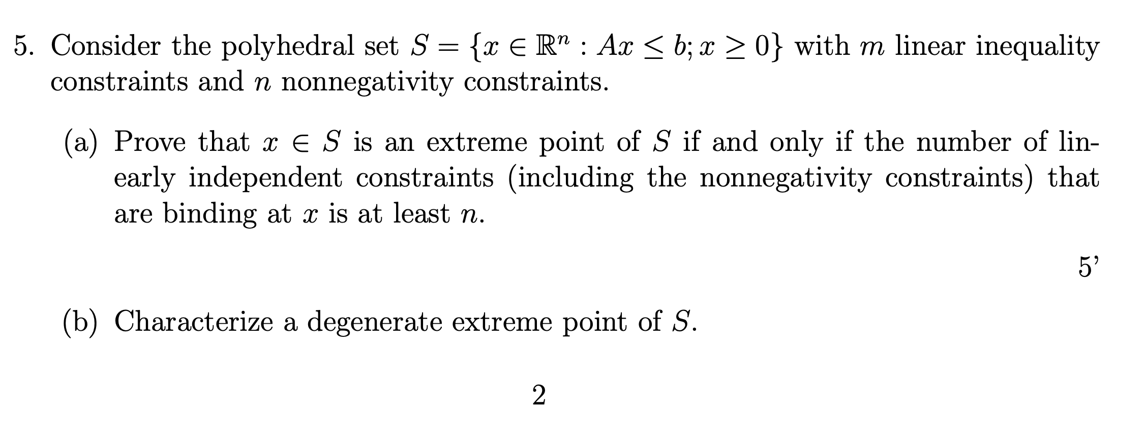Hi, please help 5. Consider the polyhedral set S