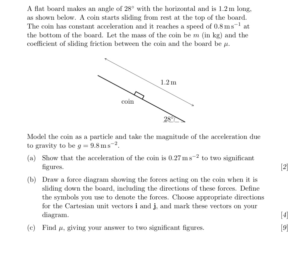 A at board makes an angle of 28 with the