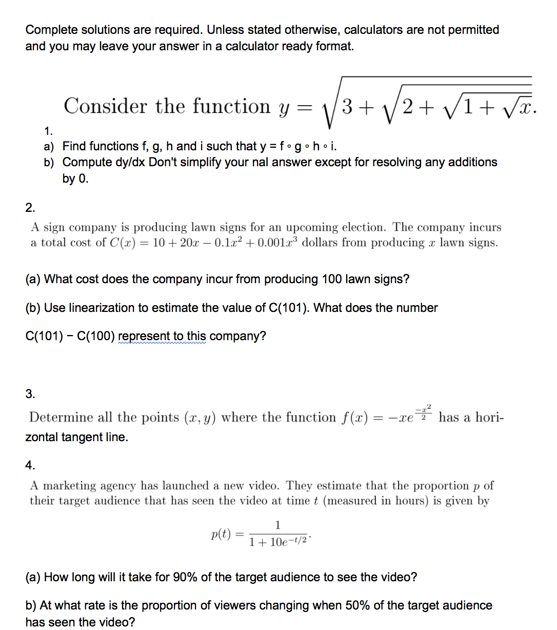 ....i Complete solutions are required. Unless