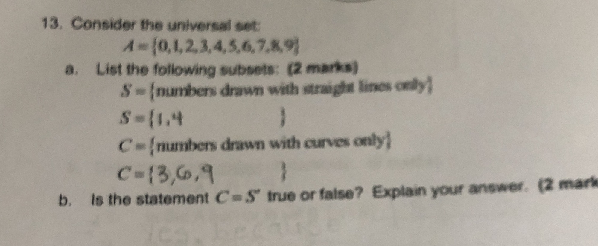 13. Consider the universal set 4 -