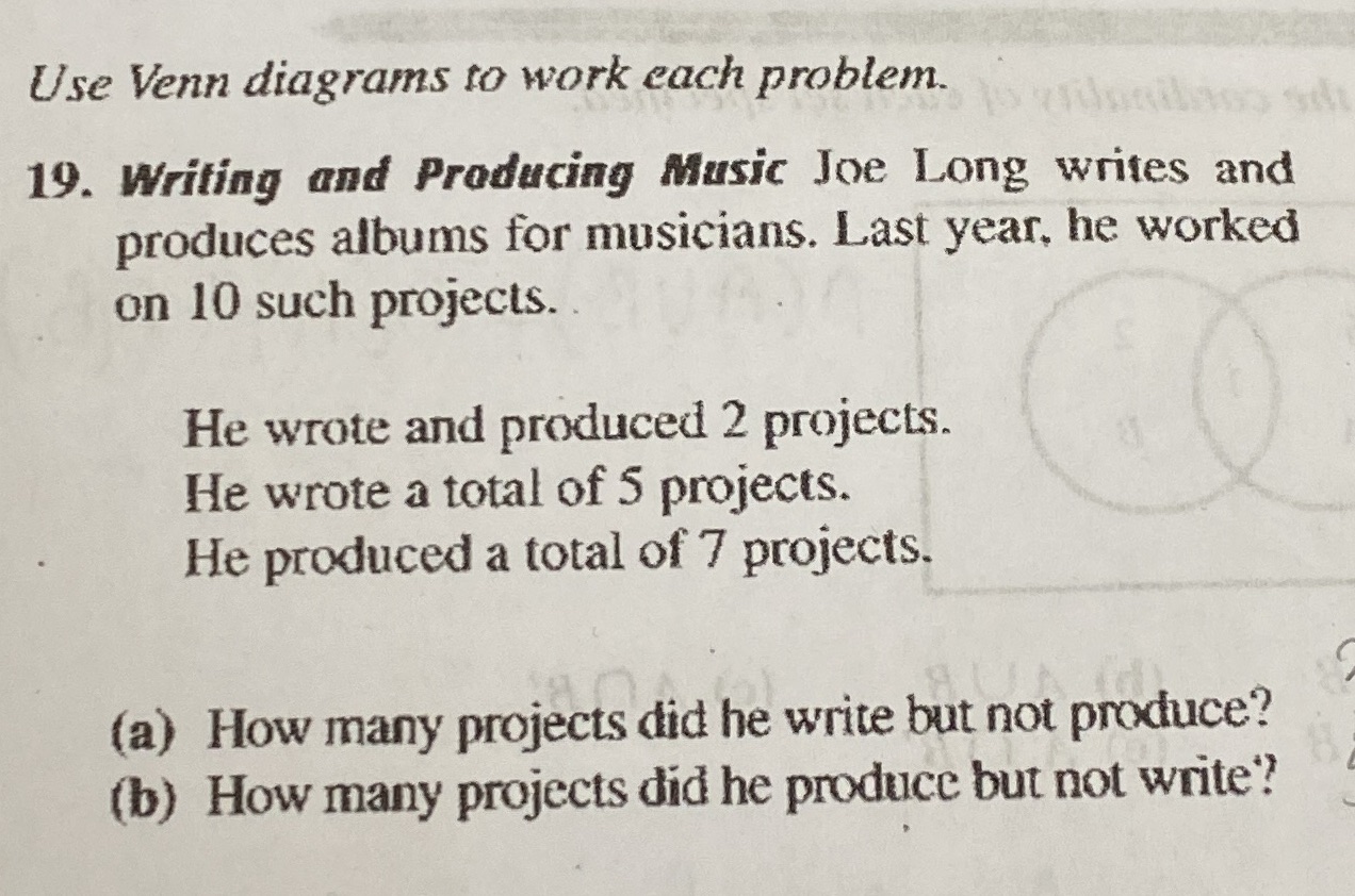 Use Venn diagrams to work each problem. 19.