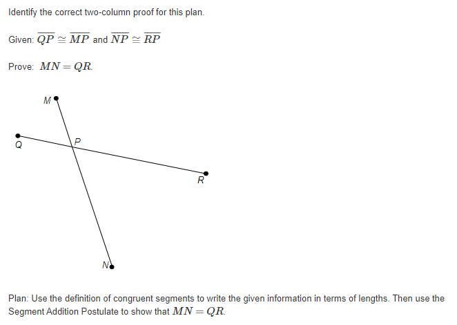 Number 1. Identify the correct two-column proof