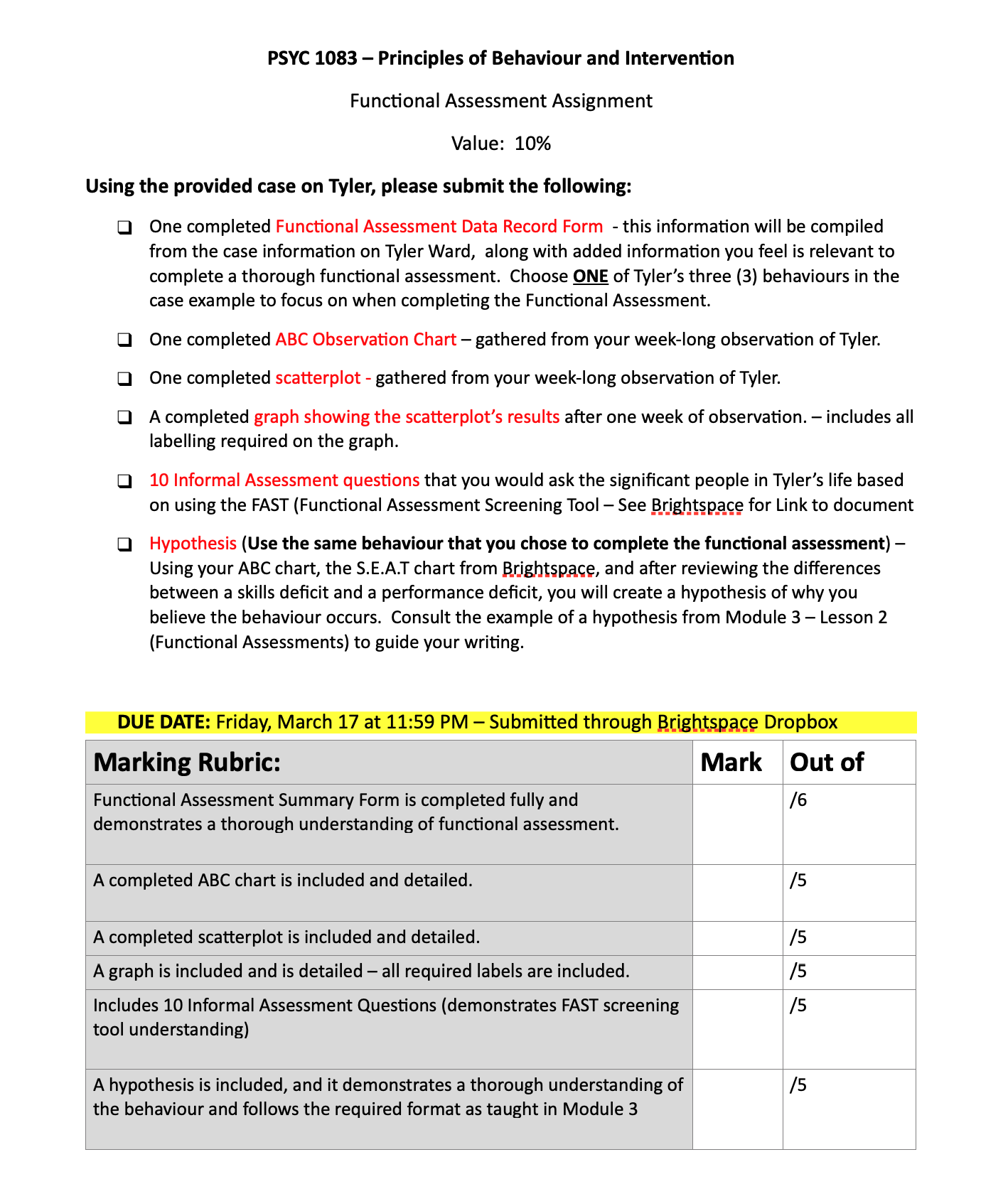 PSYC 1083 Principles of Behaviour and
