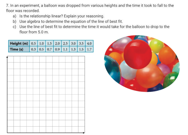 5. The table shows the results of a test