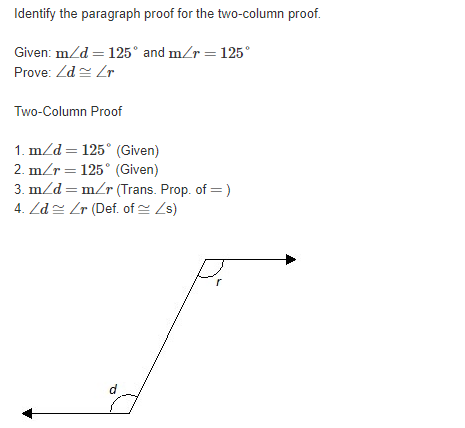 Number 1. Identify the correct two-column proof