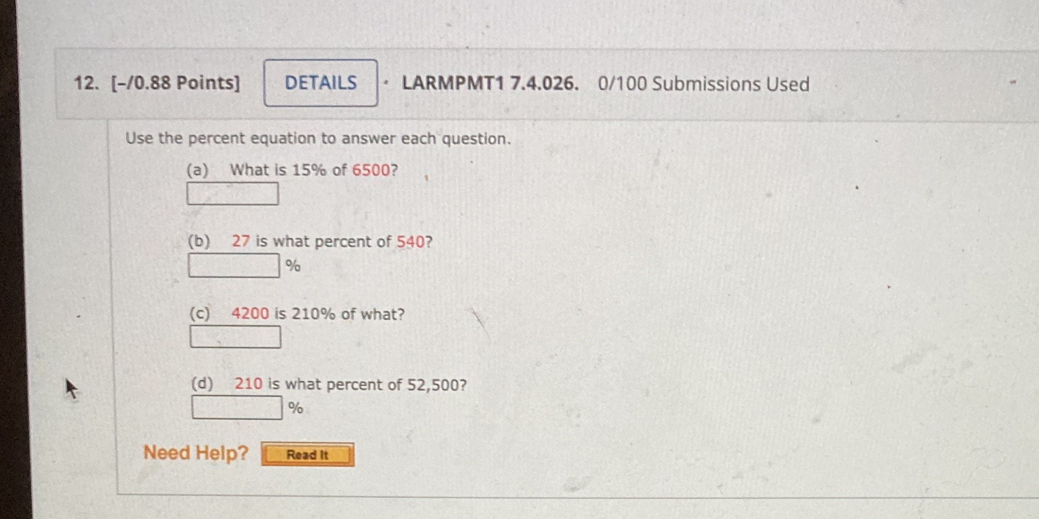 12. [-/0.88 Points] DETAILS LARMPMT1 7.4.026.