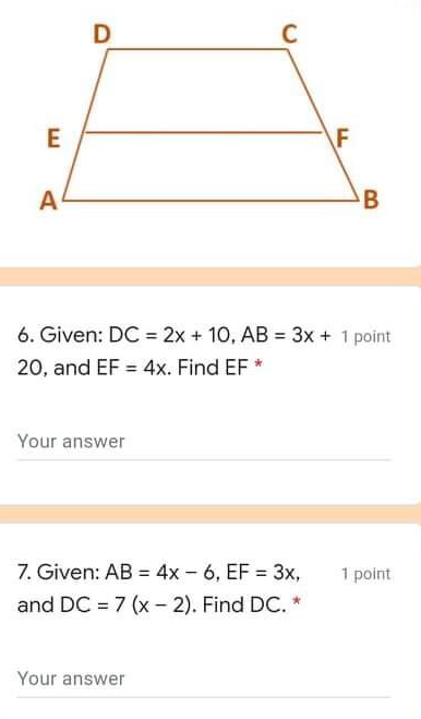 topic: Midline Theorem & Isosceles Trapezoid D C