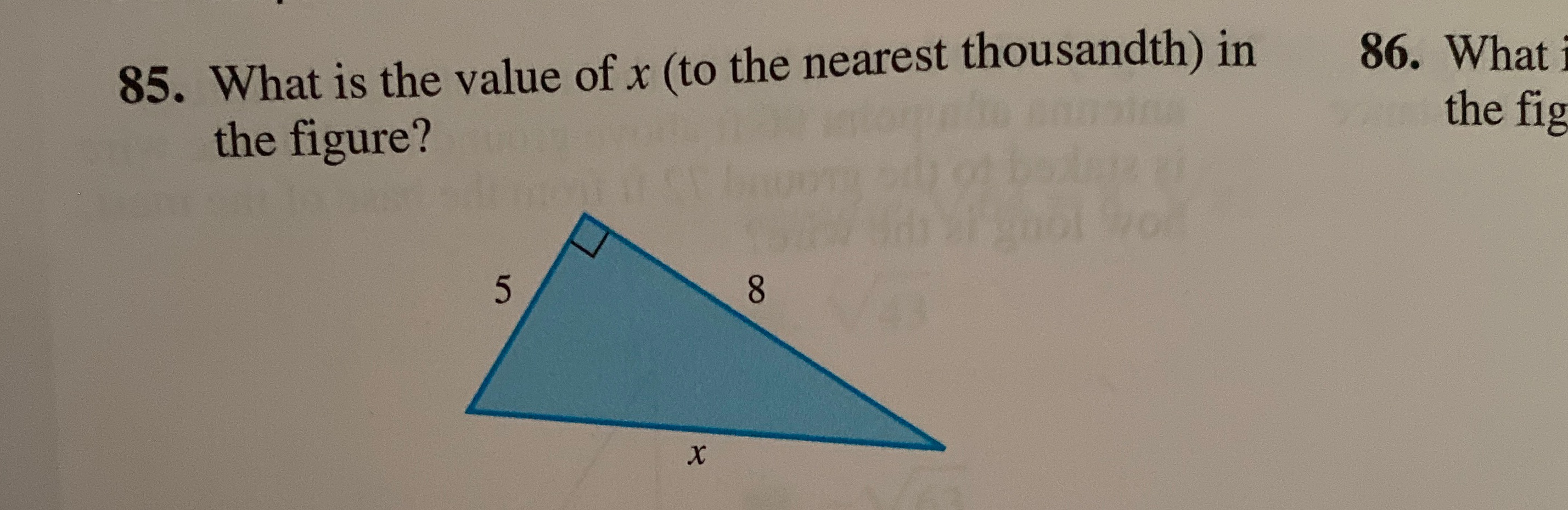 I need answer please 85. What is the value of x