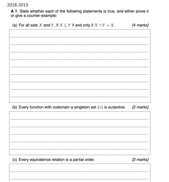 answer all parts 2018-2019 A 1 State whether each