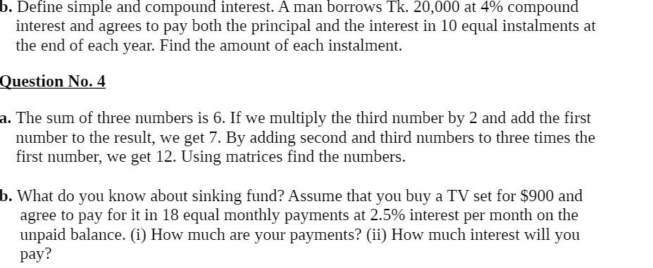 b. Define simple and compound interest. A man