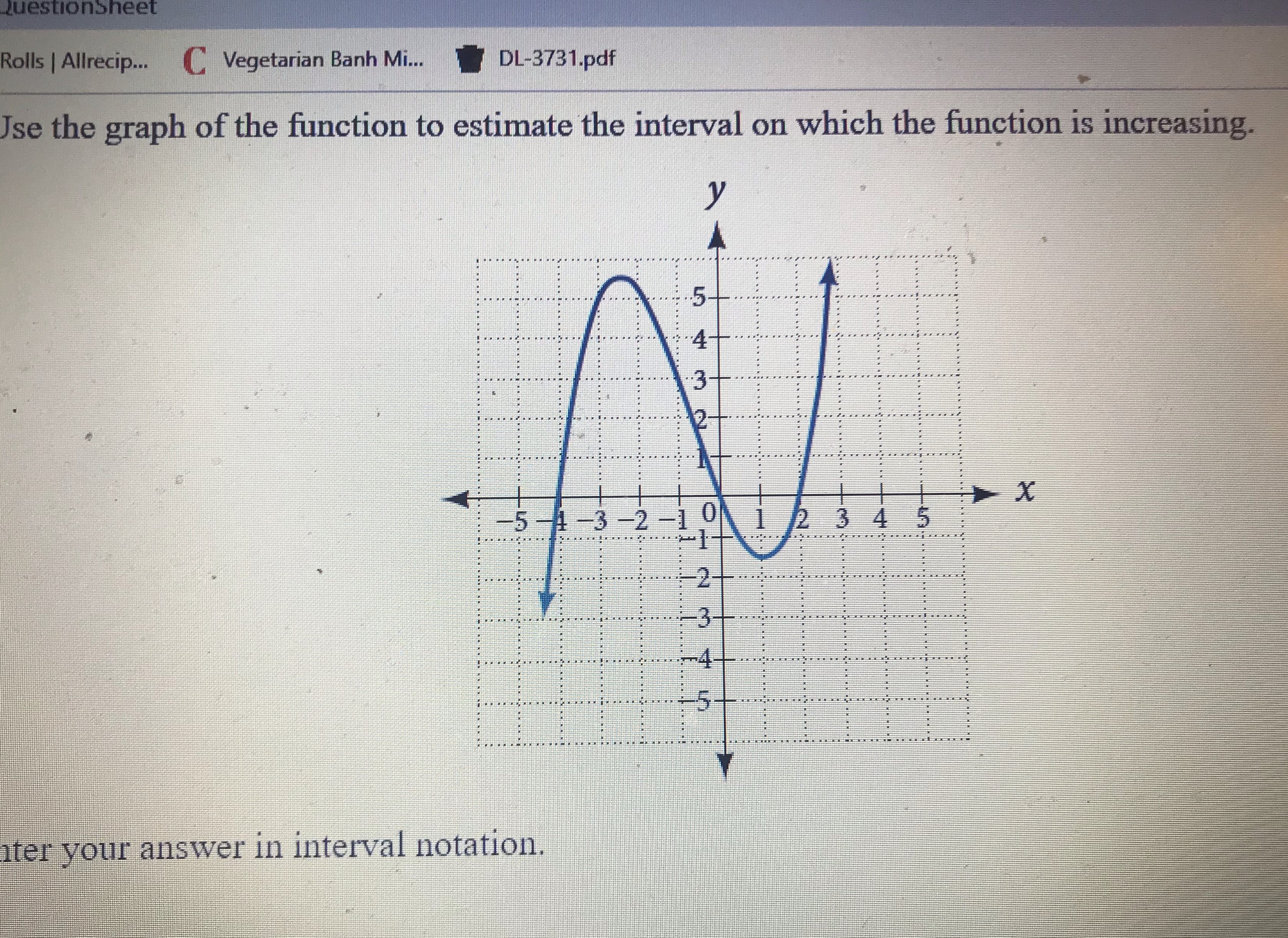 Use the graph of the function to estimate the