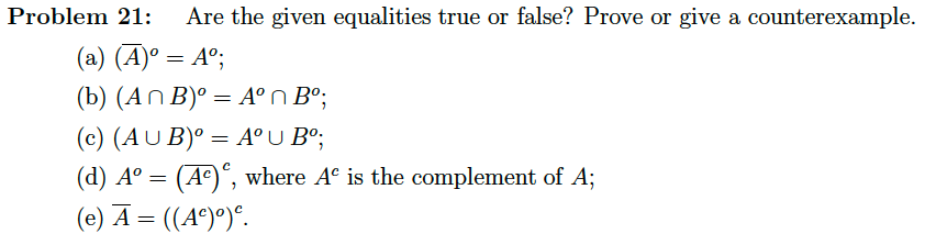 Problem 21: Are the given equalities true or
