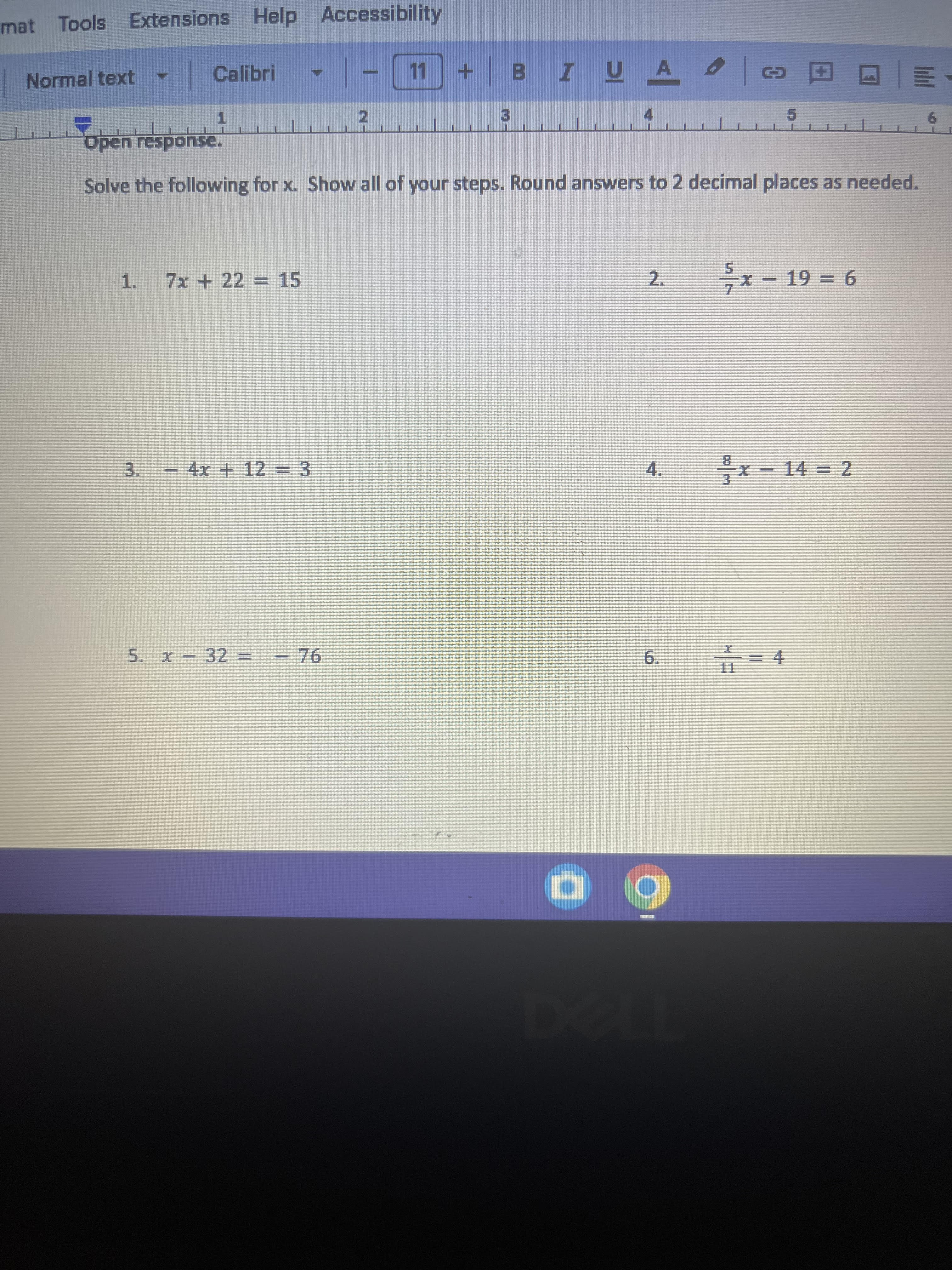 I Solve the following for x. Show all of your