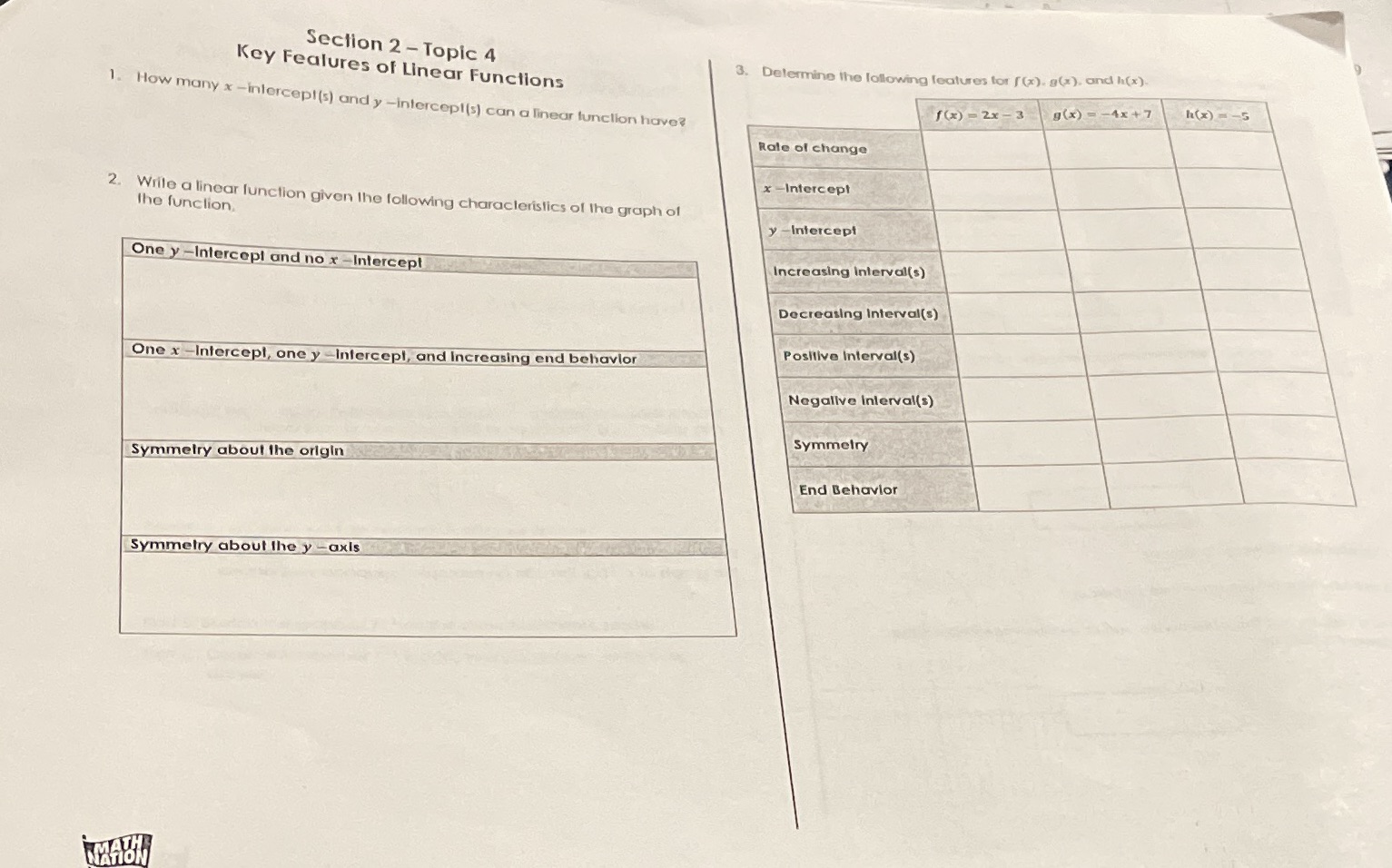 Need help Section 2 - Topic 4 Key Features of