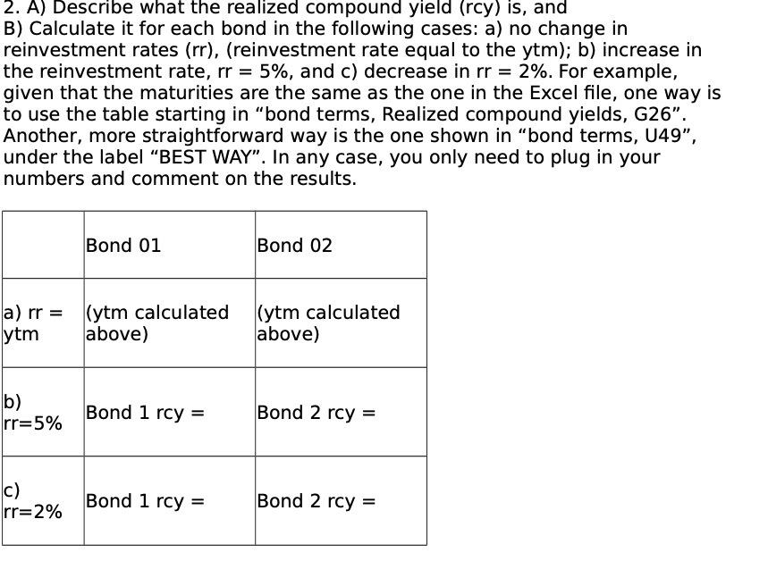 2. A) Describe what the realized compound yield