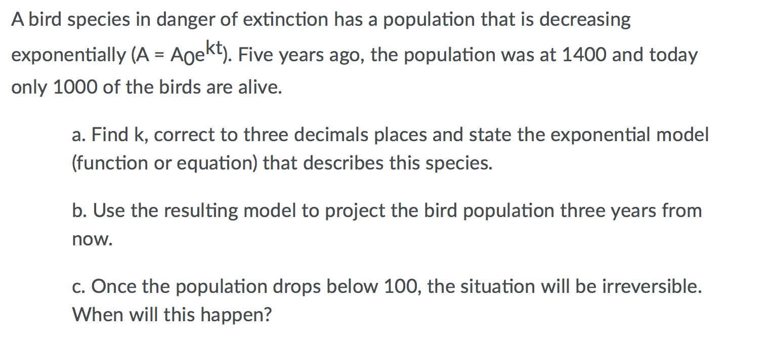 attached below A bird species in danger of