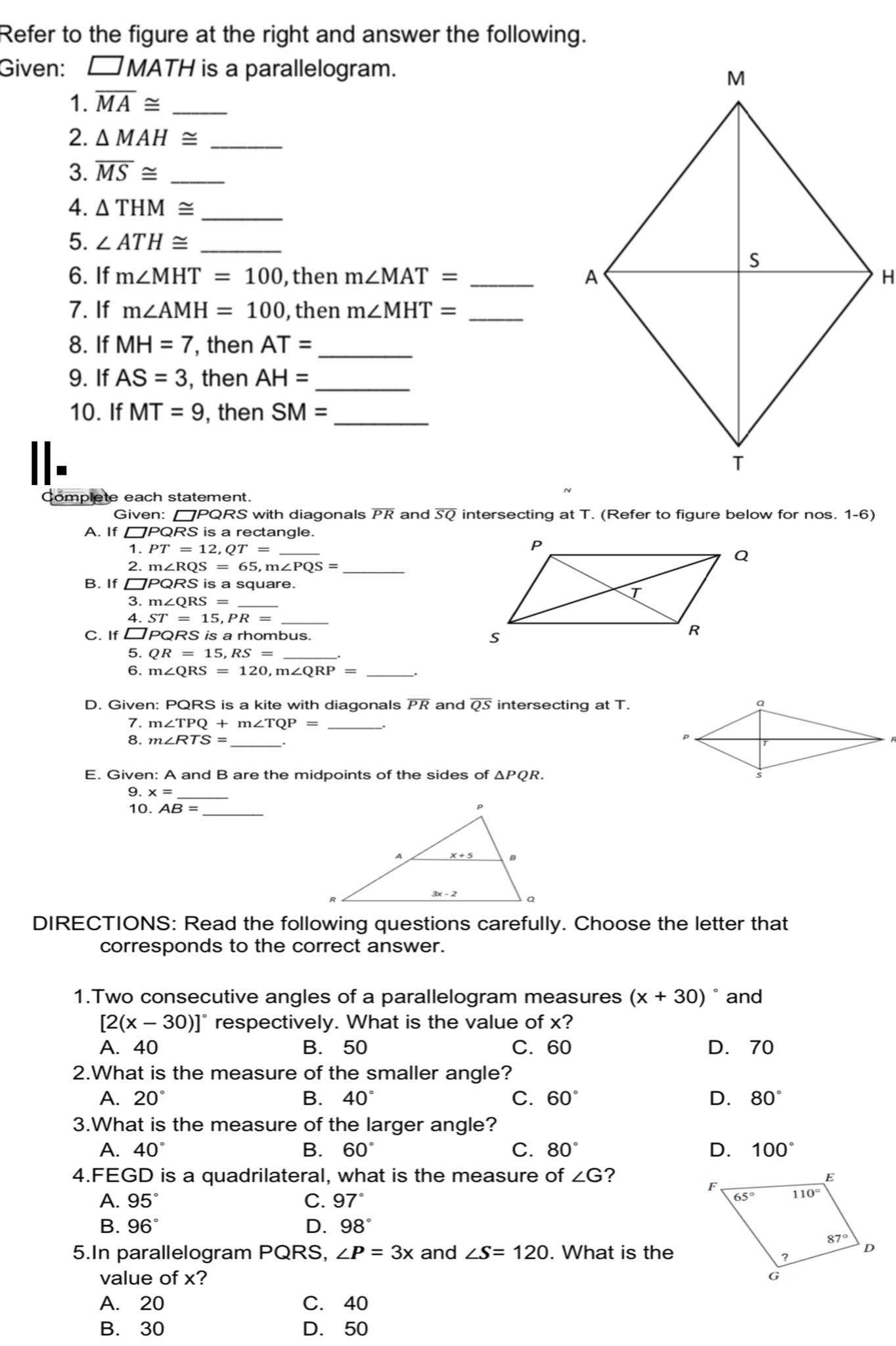 Solve the following problems and provide the