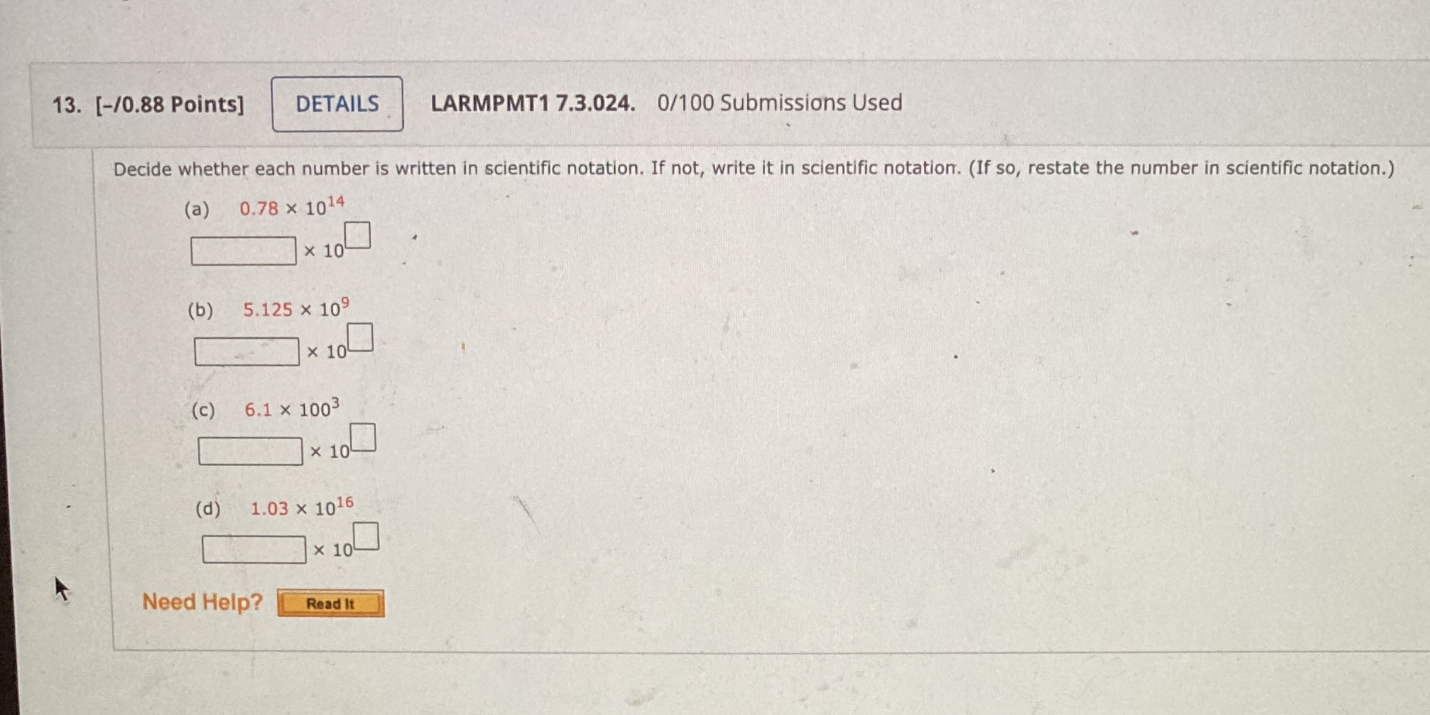 13. [-/0.88 Points] DETAILS LARMPMT1 7.3.024.