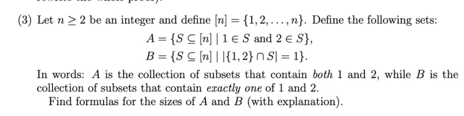 (3) Let n 2 2 be an integer and define [n] = {1,