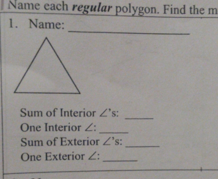 polygons worksheet Name each regular polygon.