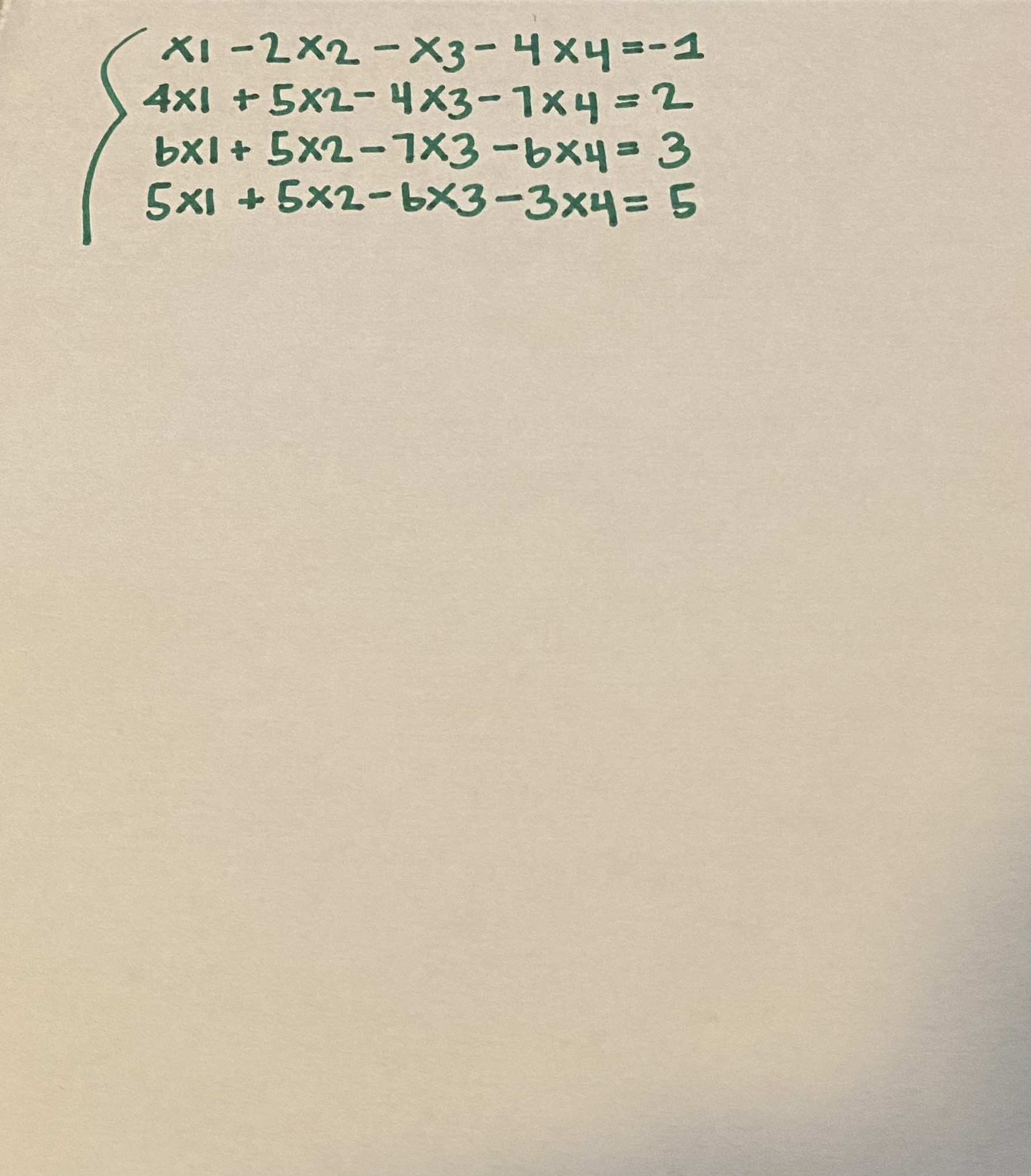 Solve the system of linear equations by modifying