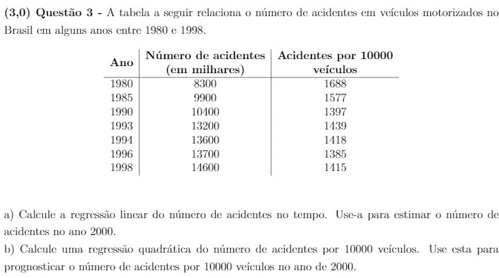 (3,0) Questao 3 - A tabela a seguir relaciona o
