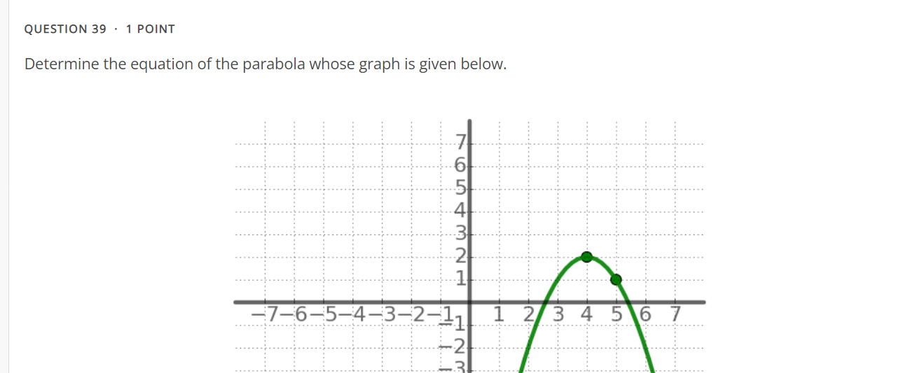 QUESTION 39 ' 1 POINT Determine the equation