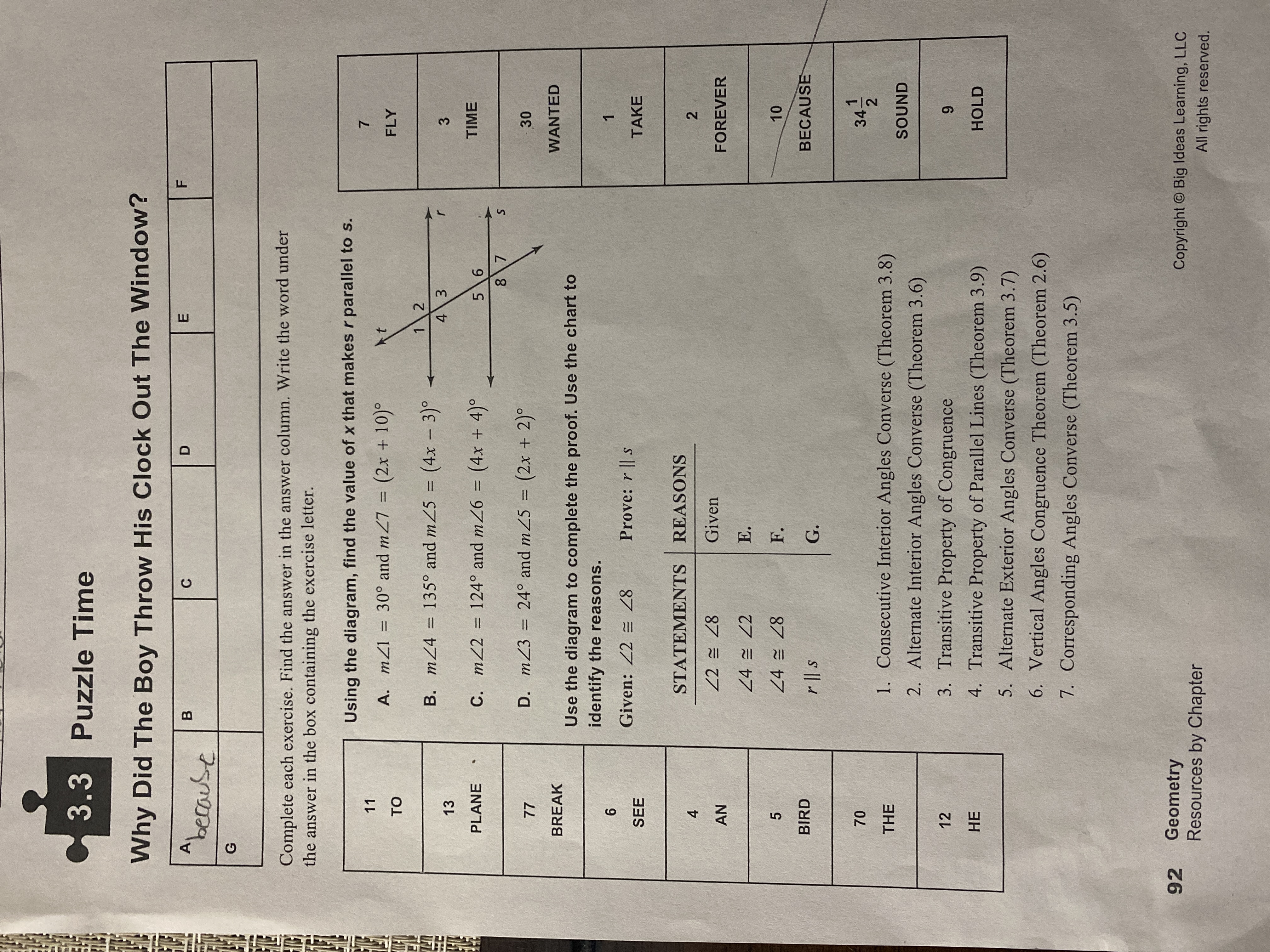 3.3 Puzzle Time Why Did The Boy Throw His Clock