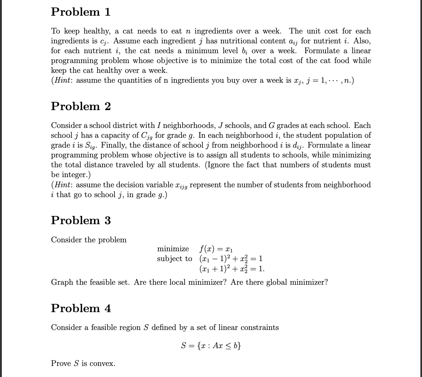 Problem 1 To keep healthy, a cat needs to eat n