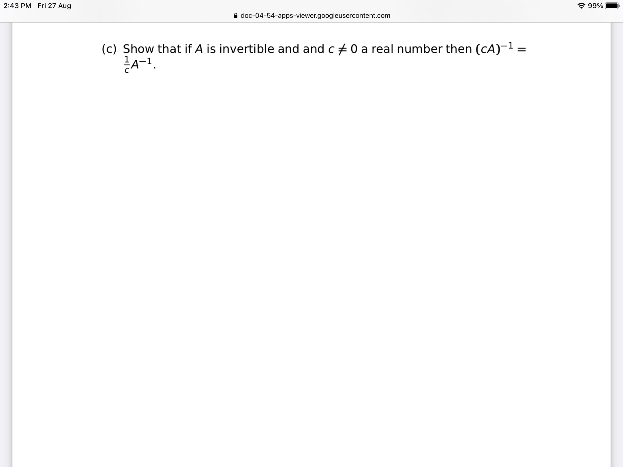 Question 2:43 PM Fri 27 Aug 99% a