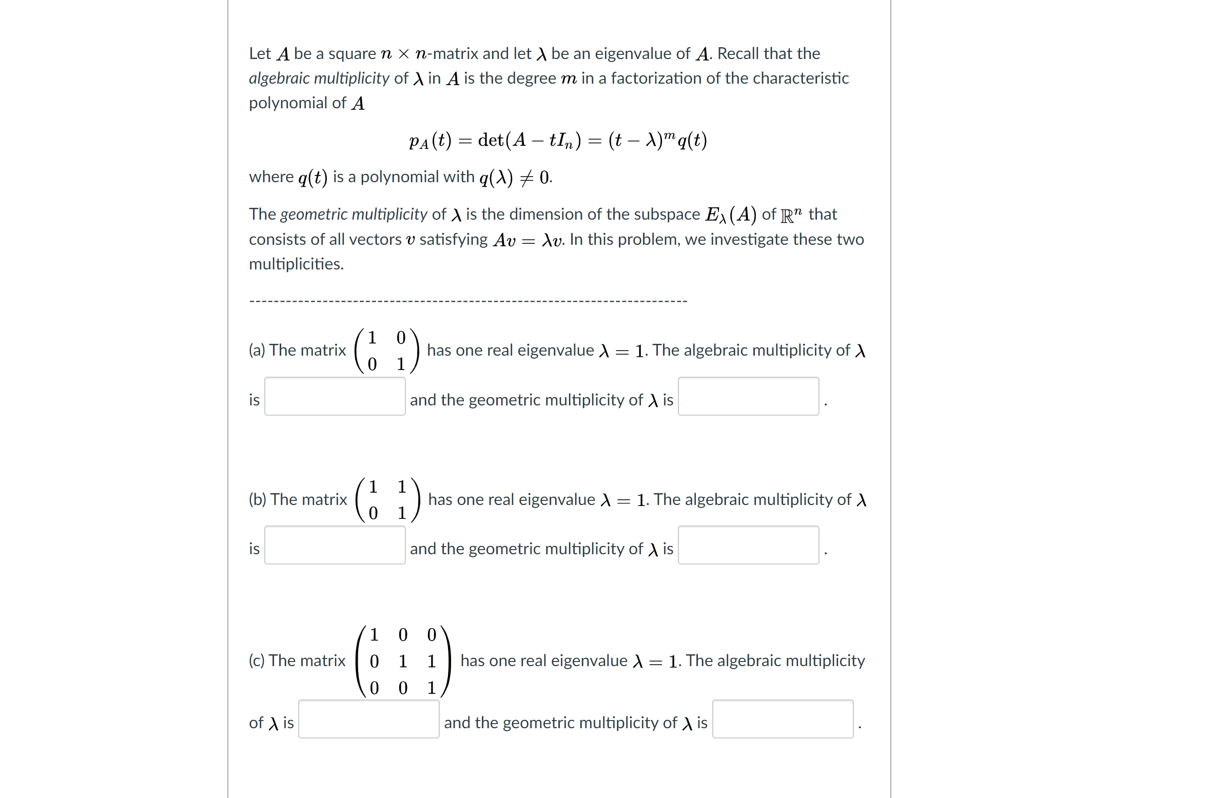 i need help following Let A be a square 71 X
